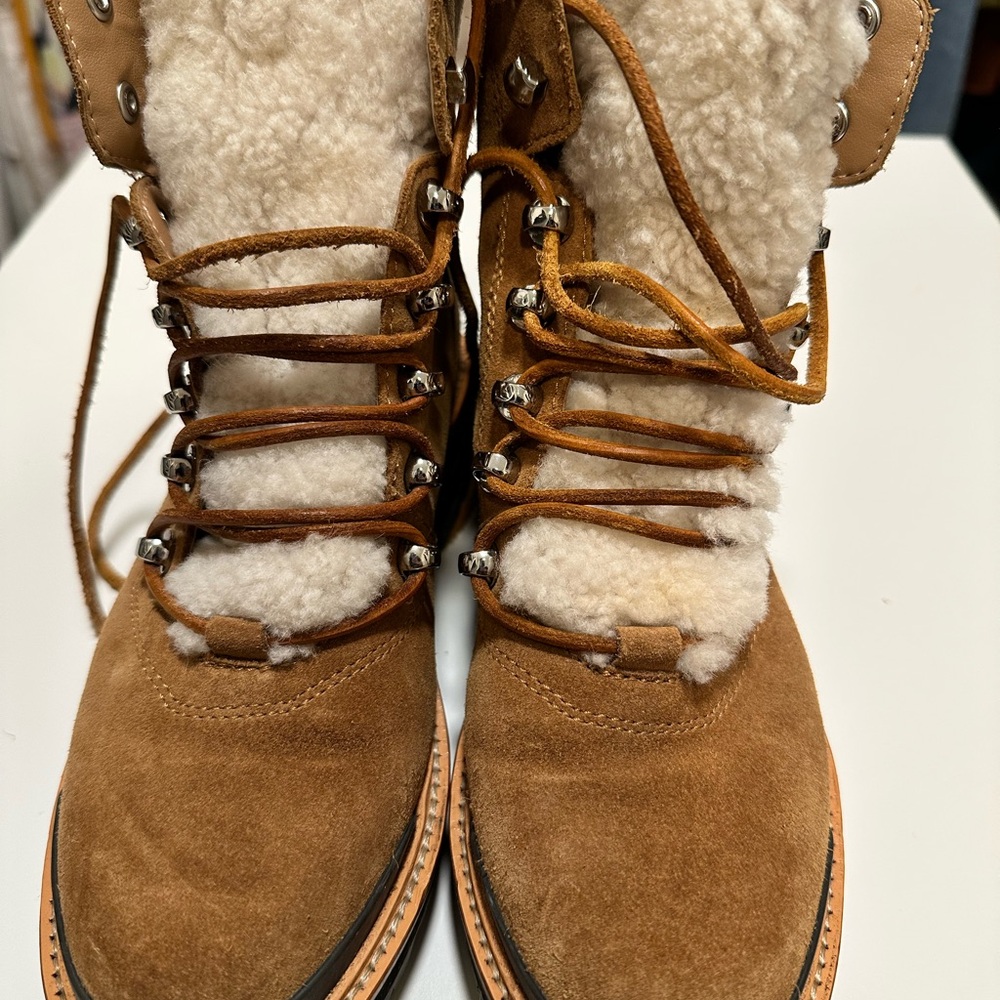 Marc Fisher Brown Suede Lace-Up Boots